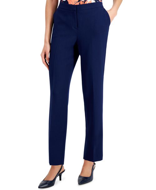 Kasper Women's Elastic Waist Slim-Fit Ankle Pant - Kasper Navy