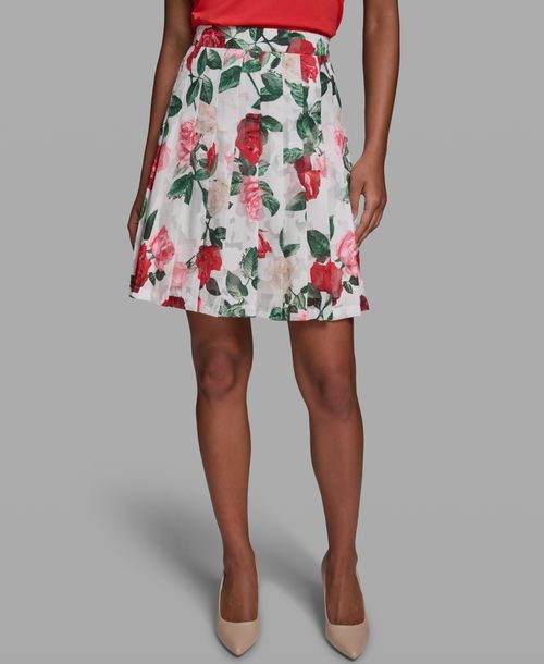 Karl Lagerfeld Paris Women's Printed Pleat Skirt - Soft White Multi
