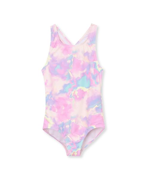 Lands' End Big Girls Plus Chlorine Resistant One Piece Swimsuit - Pink marble
