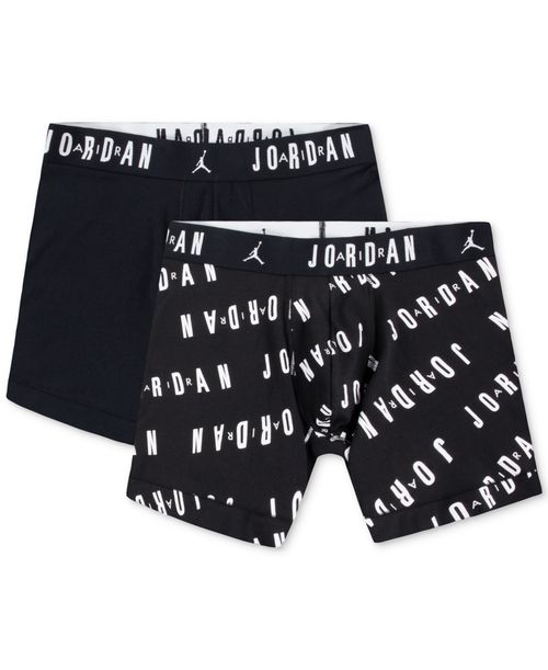 Jordan Men's 2-Pack Cotton Flight Essentials Logo Print Boxer Briefs - BLACK
