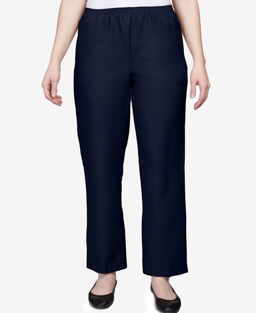 Alfred Dunner Classics Pull-On Straight-Leg Pants in Petite and Petite Short - Navy