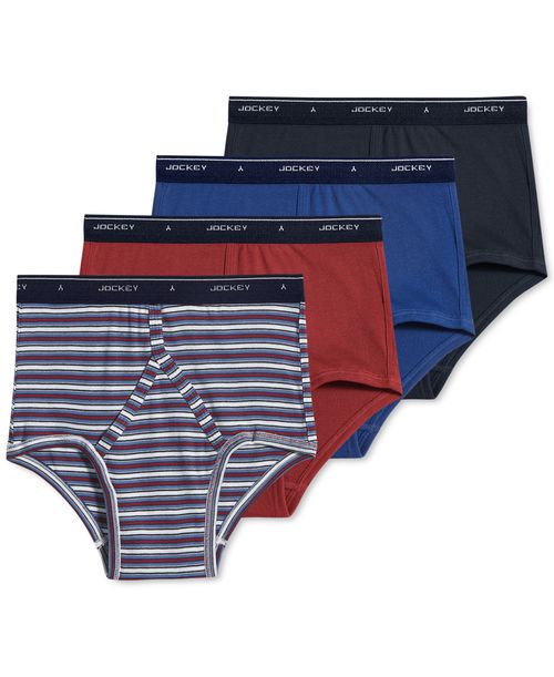Jockey Men's Classic Collection Full-Rise Briefs 4-Pack Underwear - Stripe/Red/Blue Assorted