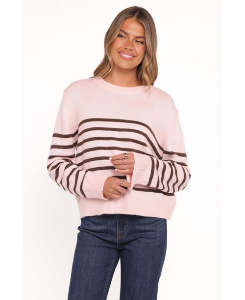 Petal and Pup Women's Eleanora Striped Knit Pullover Sweater - Pink