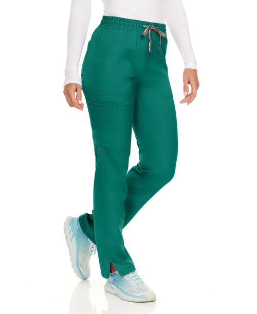 Medichic Petite Terri Stretch Straight Leg Six Pocket Cargo Scrub Pants, Ceil, X Large - Hunter