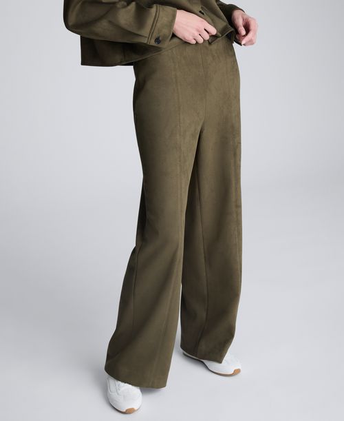 Kenneth Cole Women's High Rise Hollywood Waist Wide Pants - Olive Green