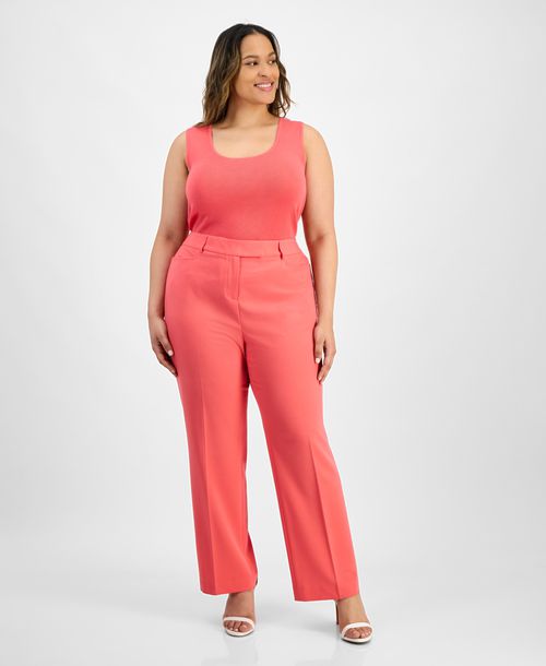 Tahari Asl Plus Size Bird Eye Pants - Sunset