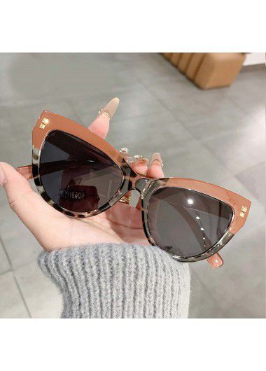 Modlily Light Coffee Leopard Cat Eye Sunglasses - One Size