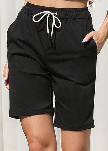Modlily Black Pocket Regular Drawastring High Waisted Shorts - M