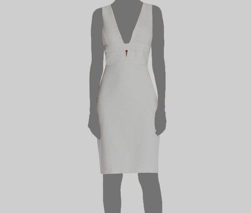 $200 Laundry Women White Tailored V-Neck Sleeveless Sheath Cocktail Dress Size 0