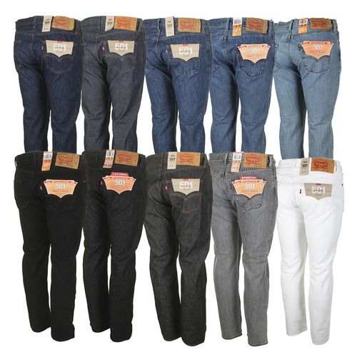 Levis Mens 501 Original Shrink to Fit Denim Button Fly Rise Classic Jeans