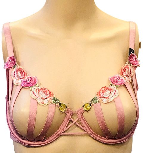 VICTORIA'S SECRET VERY SEXY FLORAL EMBROIDERED OPEN CUP BALCONET BRA XS S M L XL