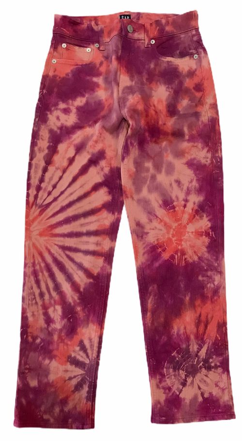 NWT GAP Cheeky Straight Jeans 0R-12R-14R-16R High Rise Stretch Pink Tie Dye