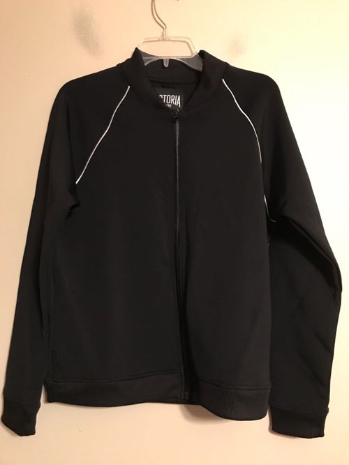 NWT VICTORIA'S SECRET Sport Women's Track Jacket Sz MEDIUM Black