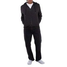 Michael Kors Reversible Monogram- Print Zip-Up Hoodie, Size Medium