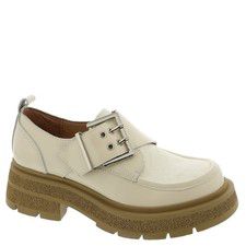 Women ALL BLACK Double Buckle Lugg Chunky Platform Shoes Leather Ivory