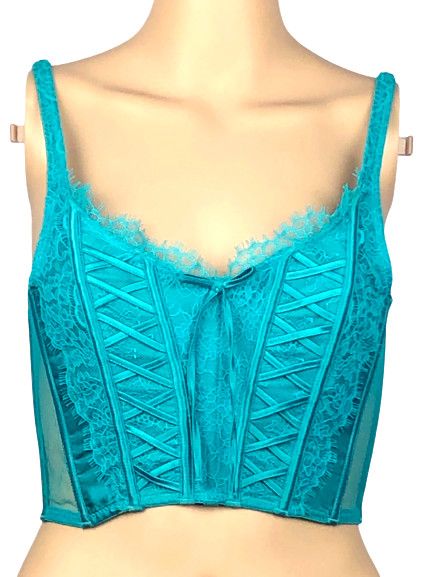 $70 VICTORIAS SECRET DREAM ANGELS UNLINED LACE UP CORSET BRA TOP SIZE MEDIUM NWT