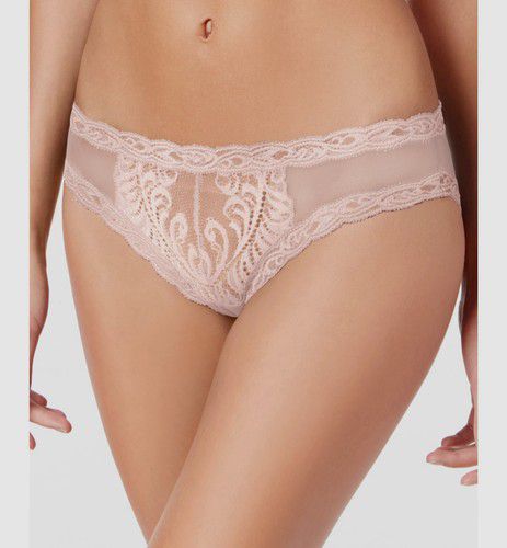 $33 Natori Women's Beige Feathers Lace Sheer Hipster Briefs Underwear Panties M