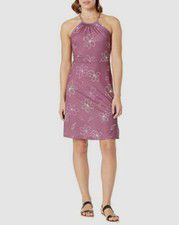 $195 FIG Women's Purple Uma Printed Sleeveless Halter Crossback Dress Size L