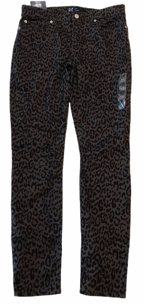 NWT GAP Leggings Sz 6/28 Mid Rise Black Gray Animal Print