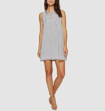$119 Allen Allen Women's Gray French Terry Tie Front Shift Dress Size M