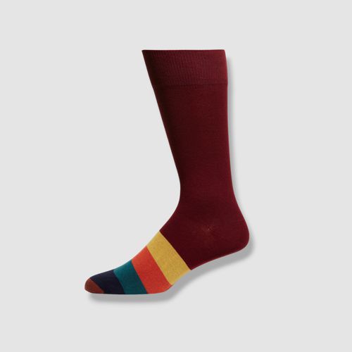 $30 Paul Smith Men's 1-Pair Pack Red Ulf Artist Stripe Italy Dress Sock One Size