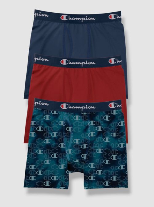 $38 Champion Underwear Men's Blue Red Micro Stretch 3-Pack Boxer Brief Size M