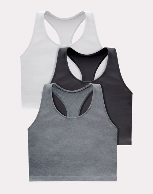 Hanes Originals Women's Racerback Crop Tank Top with Built-In Bra, 3-Pack