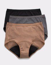 Hanes Brief 3-Pack Panties Fresh & Dry Moderate Leak Protection Womens Underwear