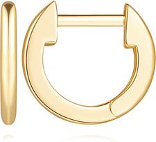 14K Gold Huggie Hoop Earrings for Women - Small Minimalist Earrings (12Mm*11Mm)(