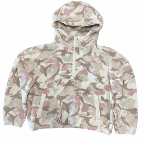 NWT GAP Women's Pull-Over Hoodie LARGE Camo Pink Beige 1/2 Zip Pockets #650687