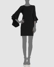 $380 Laundry BY Shelli Segal Women's Black 3/4 Bell Sleeve Shift Dress Size S