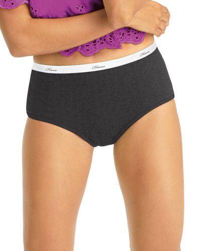 Hanes Womens Briefs 6-Pack Ribbed Cotton Underwear Tagless No Ride Up Breathable