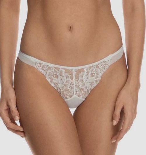 $187 I.D. Sarrieri Women's White Valerie Lace Thong Panty Size 2/M