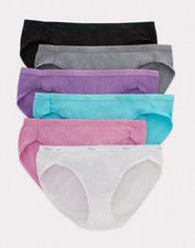 Hanes No Ride Up Cotton Bikini Panties 6-Pack Womens Panty Assorted Underwear