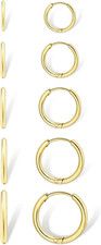 Dainty Small Gold Hoop Earrings for Women Set: 5 Pairs Lightweight 14K Gold Mini