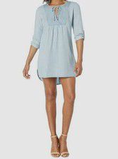 $126 American Rose Women's Blue Dia Front Tie Long Sleeve Shift Dress Size M