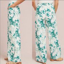 Anthropologie Ett:twa Christina Trousers Floral Emerald/Ivory Sz 6 MSRP $128