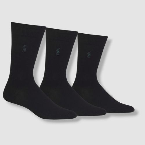 $21 Polo Ralph Lauren Men's 3 Pair Black Knit Dress Soft Pack Sock Shoe 6-12