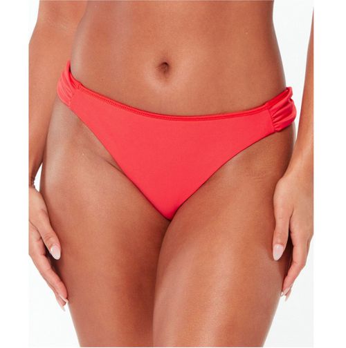 Bar III Women's Stretch Full Coverage Side Tab Shirred Hipster, Orange, Sz L